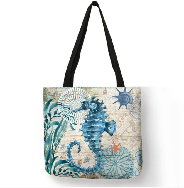 Bolsa Tote Estampada Cavalo-Marinho