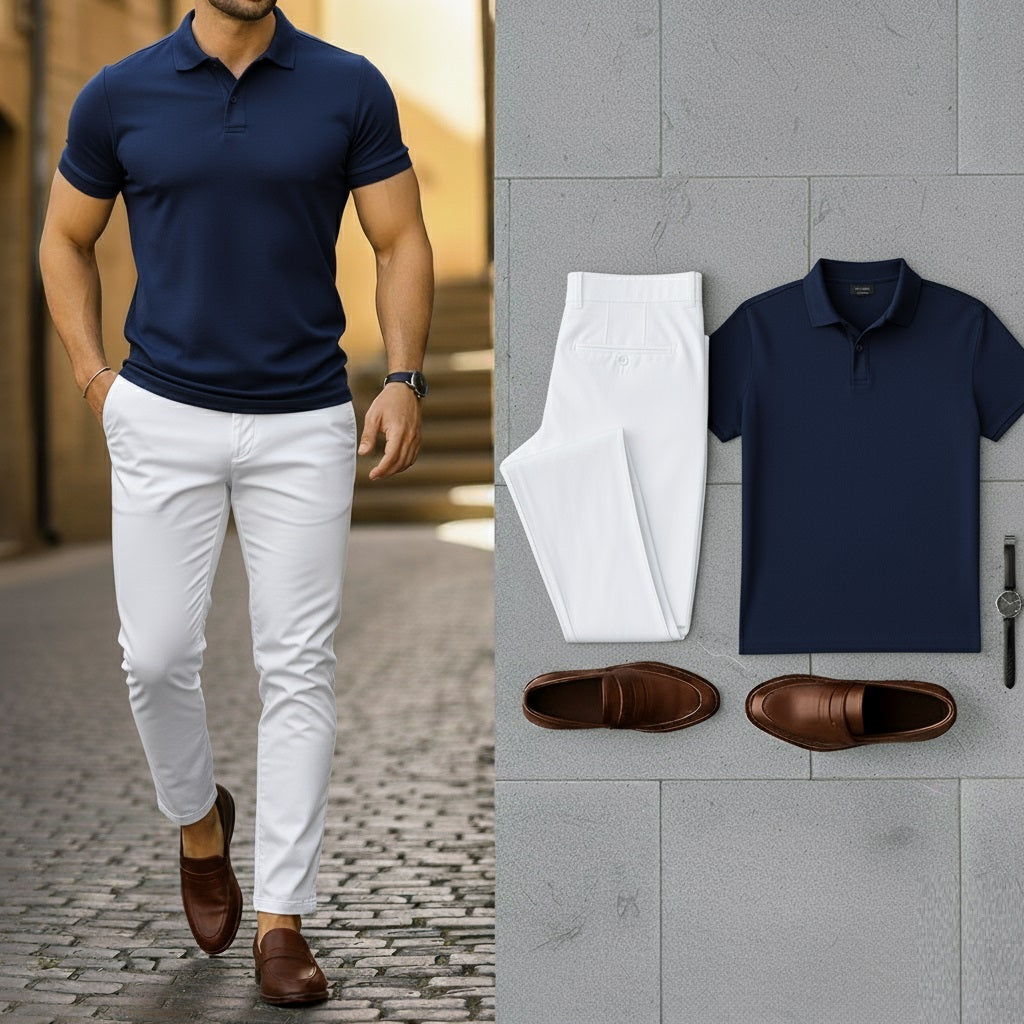 Social KIT 1 Gola Polo + 1 Calça Sarja Premium