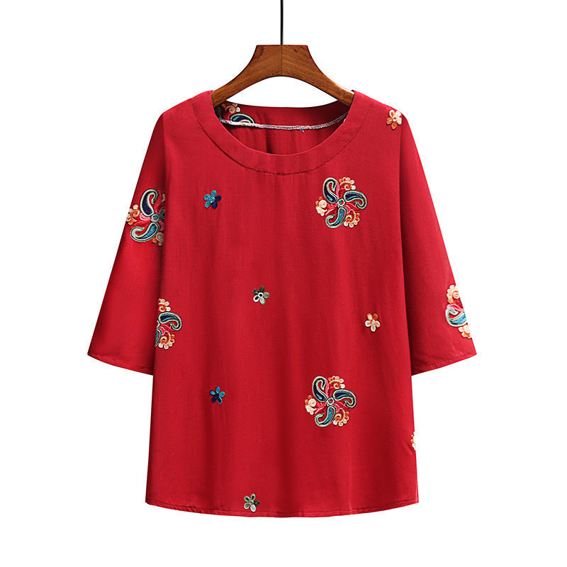 Blusa Solta Bordada Vermelha