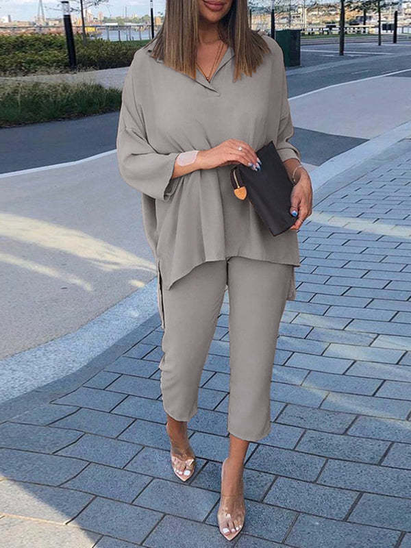 Conjunto Feminino Elegância Moderna – Blusa Oversized e Calça Slim Cropped