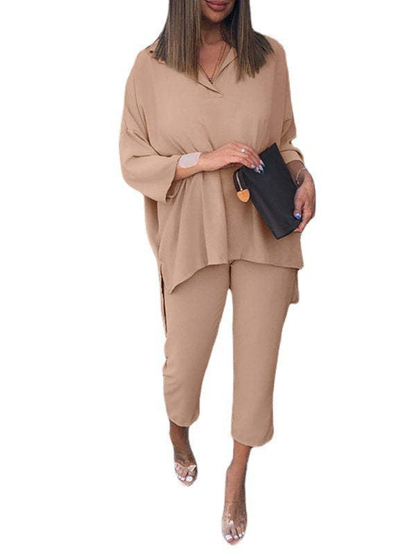 Conjunto Feminino Elegância Moderna – Blusa Oversized e Calça Slim Cropped