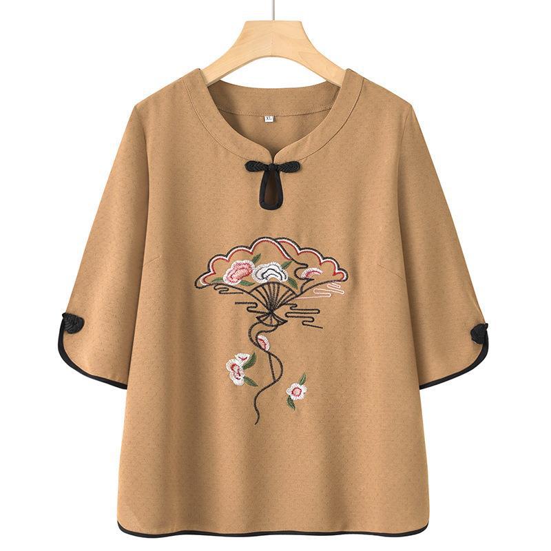 Blusa Solta Bordada Cerejeira Beje