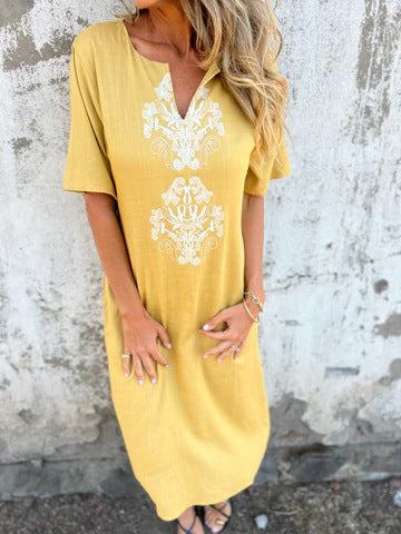 Vestido Linho Florido