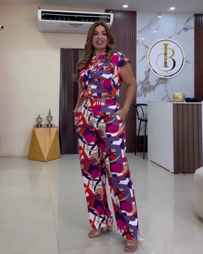 Conjunto Estampado Nena – Blusa e Calça Pantacourt