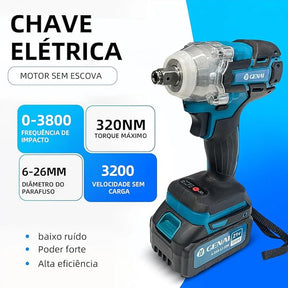 Kit de ferramentas 4 em 1 Furadeira, Chave de fenda/Chave de impacto/Amolador/Martelo 2 baterias de 68 V Caixa