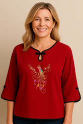 Blusa Solta Pavão Vermelho
