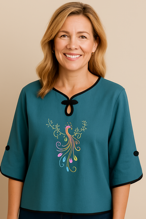 Blusa Solta Pavão Azul Claro