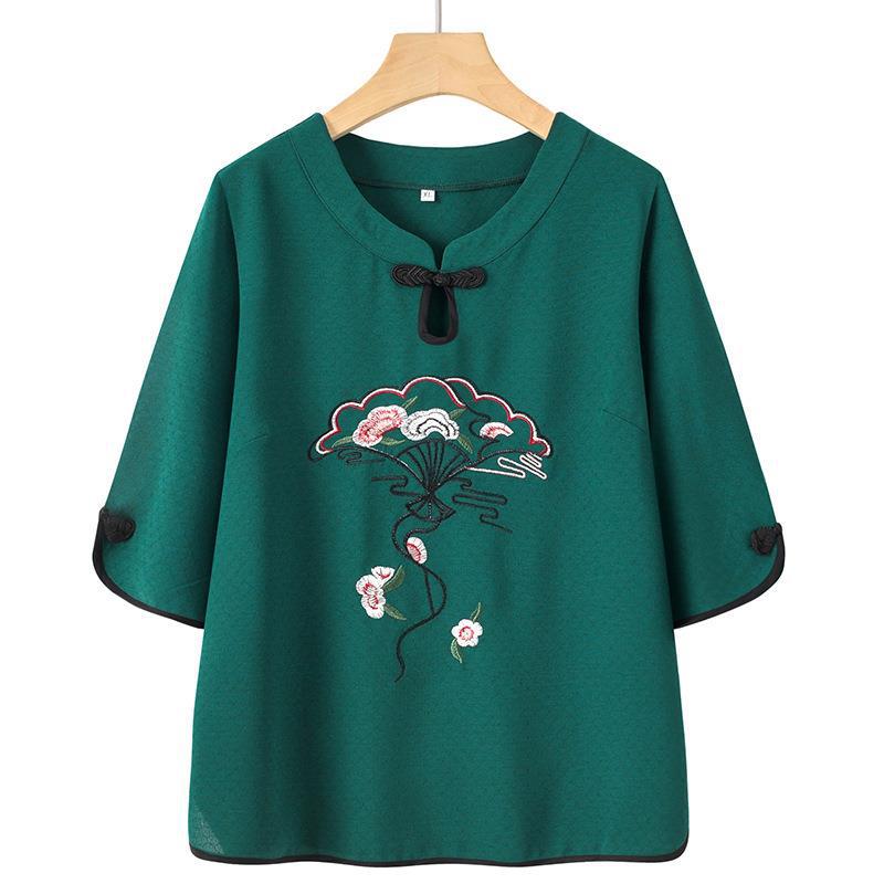 Blusa Solta Bordada Cerejeira Verde