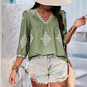Blusa VFashion Estampa Tropical