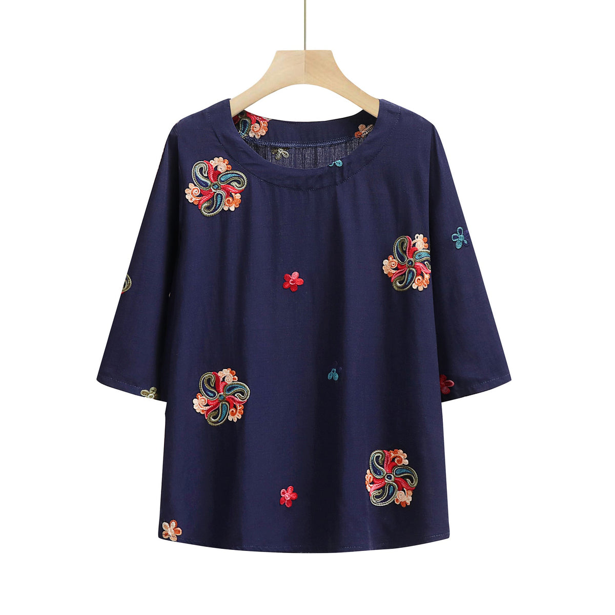 Blusa Solta Bordada Azul