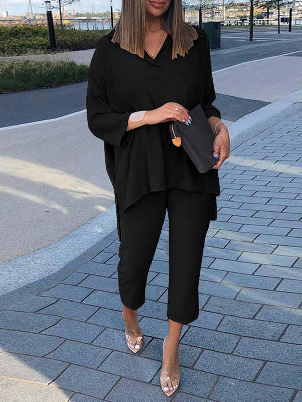 Conjunto Feminino Elegância Moderna – Blusa Oversized e Calça Slim Cropped