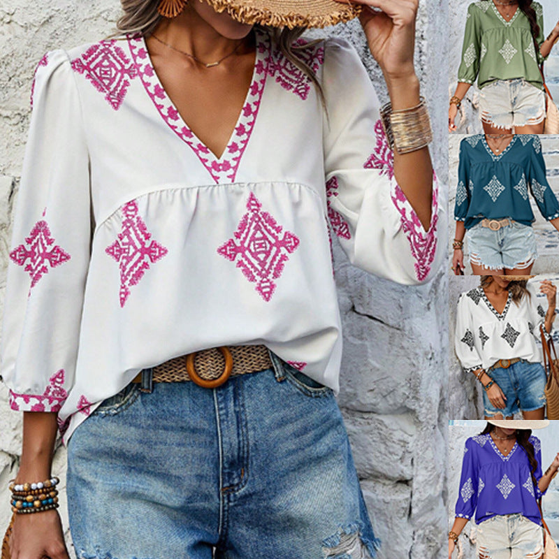 Blusa VFashion Estampa Tropical