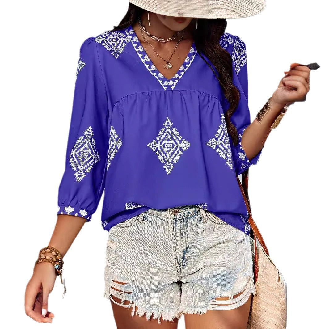 Blusa VFashion Estampa Tropical