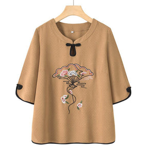 Blusa Solta Bordada Cerejeira Beje