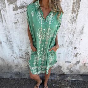 Vestido Solto SummerTrend Algodão Linho Floral