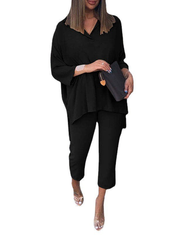 Conjunto Feminino Elegância Moderna – Blusa Oversized e Calça Slim Cropped