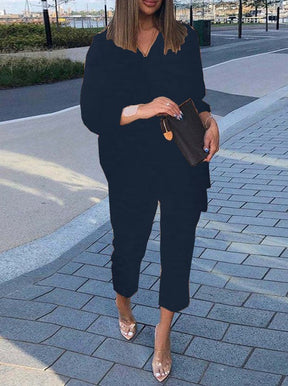 Conjunto Feminino Elegância Moderna – Blusa Oversized e Calça Slim Cropped