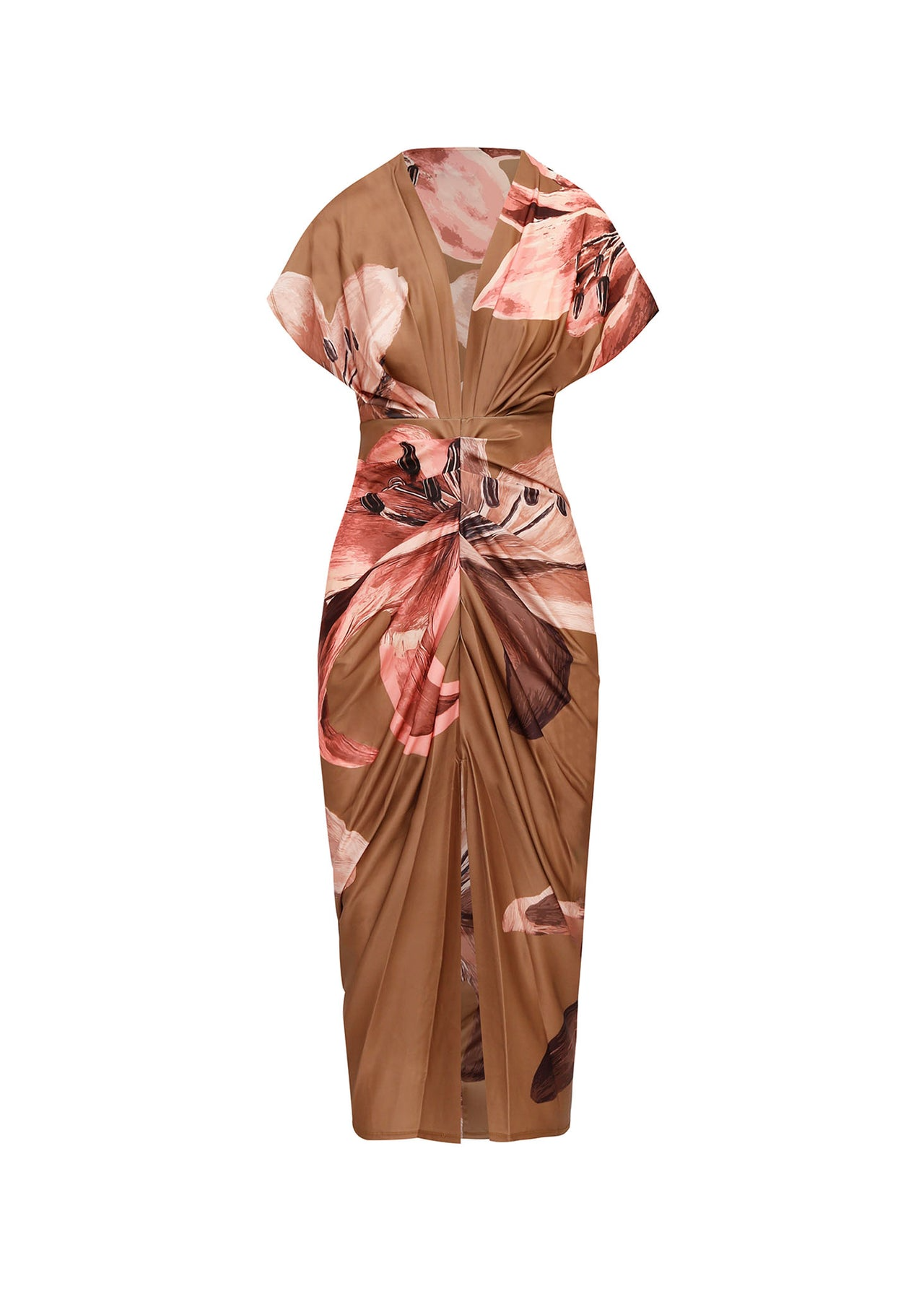 Vestido Estampado "Valentina" com Decote Profundo e Estilo Tropical