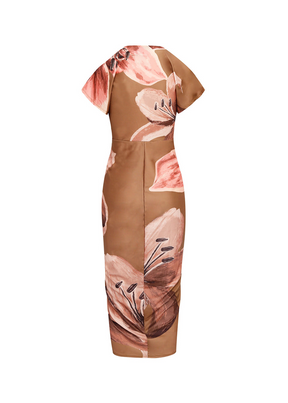 Vestido Estampado "Valentina" com Decote Profundo e Estilo Tropical