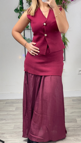 Conjunto Sofisticação: Colete Elegante e Saia Longa Fluida